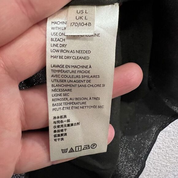 Free People Mara Dark Grey Metallic Puff Sleeve Shift Dress Oversized Size Large - Picture 7 of 10